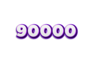 90000 subscribers celebration greeting Number with purple 3d design png