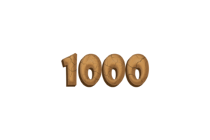 1000 subscribers celebration greeting Number with clay design png