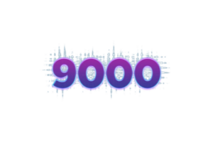 9000 suscriptores celebracion saludo número con púrpura brillante diseño png