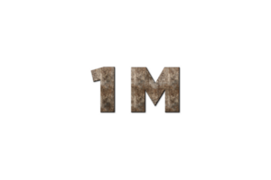 1 million subscribers celebration greeting Number with old walnut wood design png