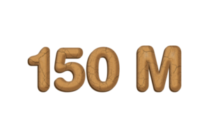 150 million subscribers celebration greeting Number with mud design png