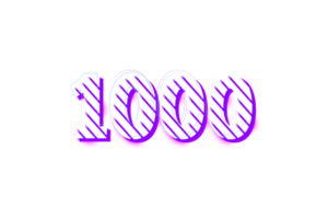 1000 subscribers celebration greeting Number with stripe design png