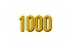 1000 subscribers celebration greeting Number with golden design png