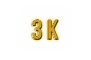 3 k subscribers celebration greeting Number with golden design png