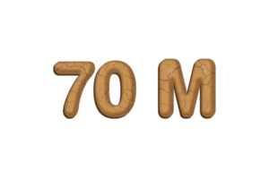 70 million subscribers celebration greeting Number with mud design png