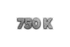 750 k suscriptores celebracion saludo número con hormigón diseño png