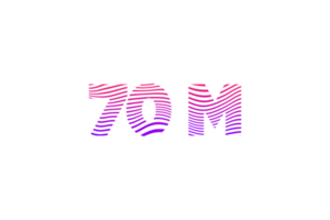 70 million subscribers celebration greeting Number with waves design png