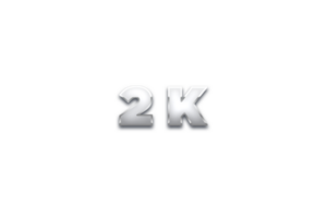 2 k subscribers celebration greeting Number with metal design png