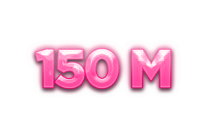 150 million subscribers celebration greeting Number with pink design png