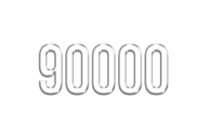 90000 subscribers celebration greeting Number with silver design png