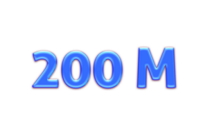 200 million subscribers celebration greeting Number with blue glosse design png