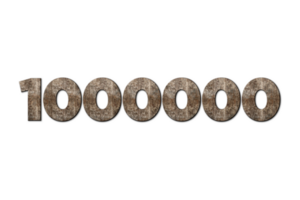 1000000 subscribers celebration greeting Number with old walnut design png