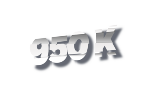 950 k subscribers celebration greeting Number with cutting design png