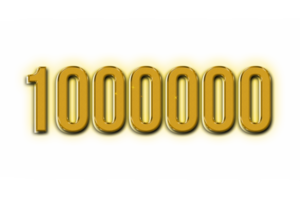 1000000 suscriptores celebracion saludo número con dorado diseño png