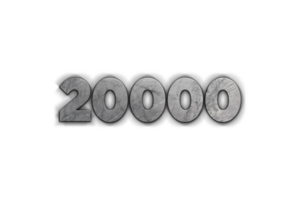 20000 subscribers celebration greeting Number with concrete design png