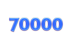 70000 subscribers celebration greeting Number with blue glosse design png