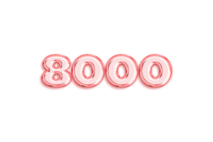 8000 subscribers celebration greeting Number with rose gold design png