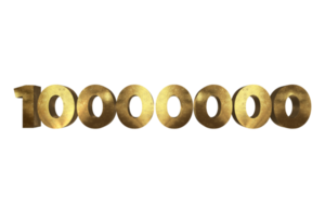 10000000 subscribers celebration greeting Number with gold design png