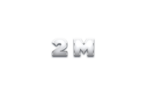 2 million subscribers celebration greeting Number with metal design png