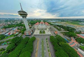 Aerial view of Great Mosque in Central Java. It is the largest mosque in Southeast Asia. Semarang - Indonesia. December 6, 2021 photo