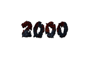 2000 subscribers celebration greeting Number with burned wood design png