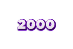 2000 suscriptores celebracion saludo número con púrpura 3d diseño png