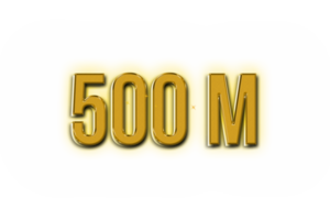 500 Million Abonnenten Feier Gruß Nummer mit golden Design png