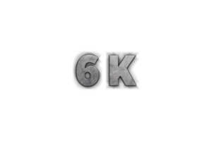 6 k subscribers celebration greeting Number with concrete design png