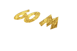 60 million subscribers celebration greeting Number with golden paper design png