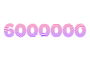 6000000 subscribers celebration greeting Number with waves design png