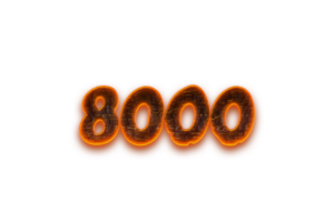 8000 subscribers celebration greeting Number with coal design png