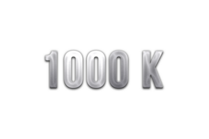 1000 k subscribers celebration greeting Number with steel design png