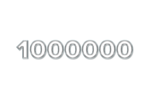 1000000 subscribers celebration greeting Number with glass design png