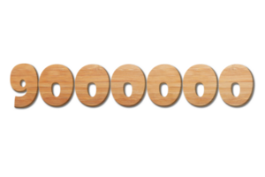 9000000 subscribers celebration greeting Number with wood design png