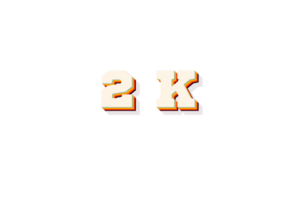 2 k subscribers celebration greeting Number with retro 2 design png