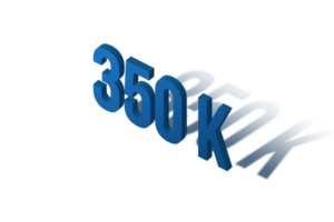 350 k subscribers celebration greeting Number with isomatric design png