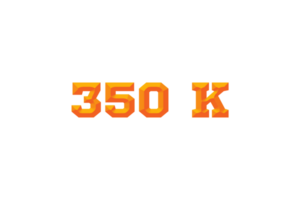 350 k subscribers celebration greeting Number with embossed design png