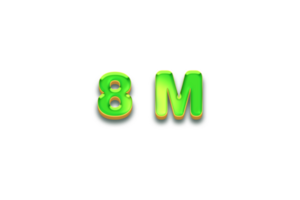 8 million subscribers celebration greeting Number with candy design png