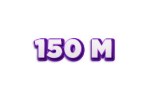 150 million subscribers celebration greeting Number with purple 3d design png