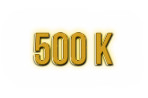 500 k subscribers celebration greeting Number with golden design png