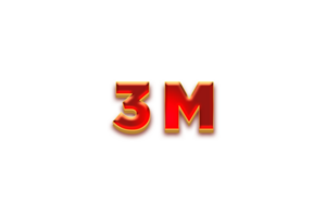 3 million subscribers celebration greeting Number with fruity design png