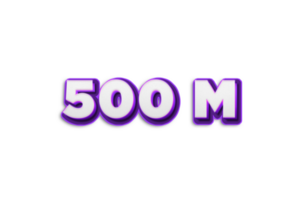 500 million subscribers celebration greeting Number with purple 3d design png