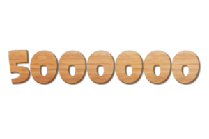 5000000 subscribers celebration greeting Number with wood design png