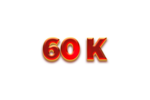 60 k subscribers celebration greeting Number with fruity design png