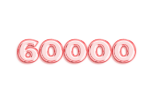 60000 subscribers celebration greeting Number with rose design png