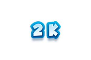 2 k subscribers celebration greeting Number with modren blue design png