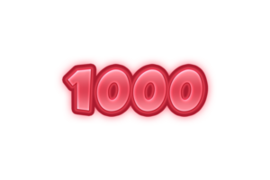 1000 subscribers celebration greeting Number with red embossed design png