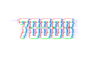70000 suscriptores celebracion saludo número con falla diseño png