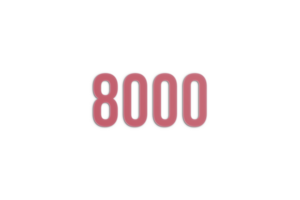8000 subscribers celebration greeting Number with paper design png
