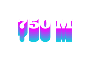 750 Million Abonnenten Feier Gruß Nummer mit multi Farbe Design png